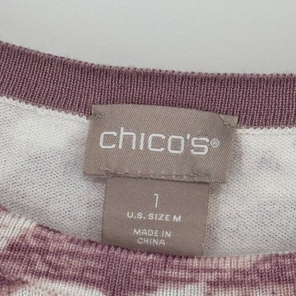 Chicos 1 Womens Abstract-Print Bateau-Neck Pullover Sweater Size medium Mauve - Picture 3 of 13